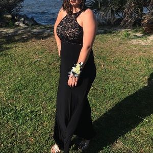 Black high slit prom dress